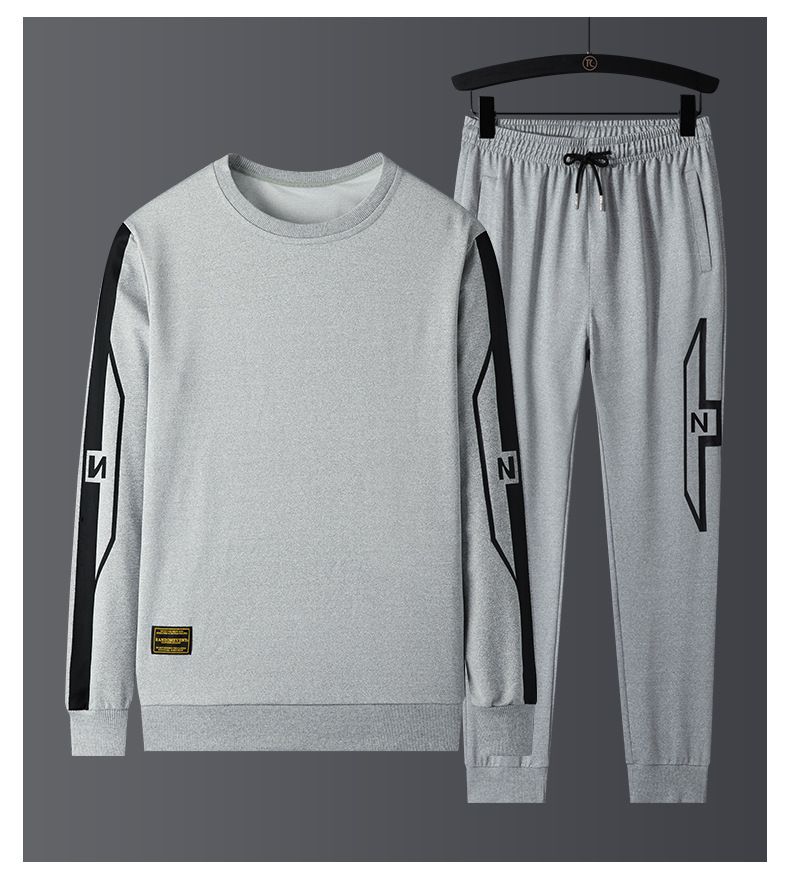 Men's Clothing Autumn Large Size Sweatshirt Men's Round Neck Casual Suit Sports Running Two piece Set Pullover Long Sleeve Men's Sweatpants_autovado.com