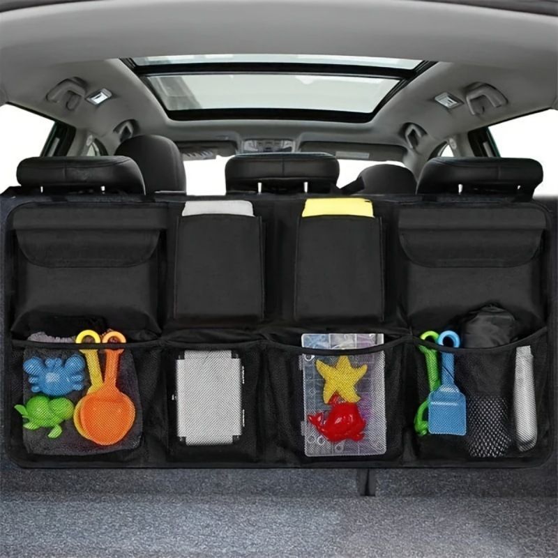 Multi Functional Rear Seat Back Hanging Bag, Car Foldable Miscellaneous Oxford Cloth Trunk Storage Bag_autovado.com
