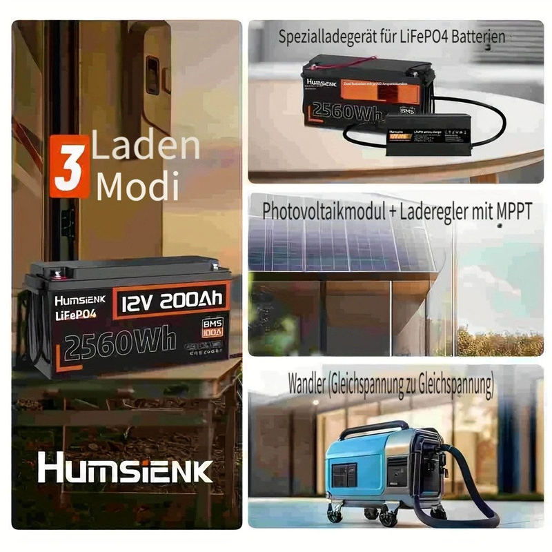 HumsiENK 12V 200Ah LiFePO4 Lithium Battery For Boat Trolling, 100A BMS Battery Pack,low Temperature Protection,solar Cells,energy Storage Power Supply_autovado.com