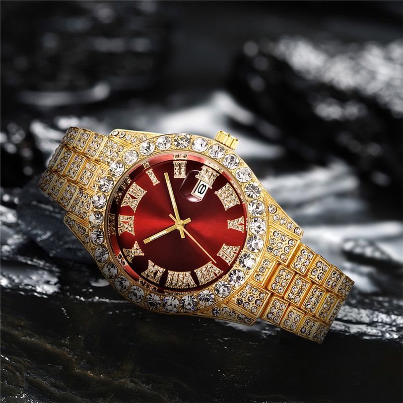 New men's steel belt quartz watch hip-hop business steel belt calendar men's full diamond men's watch men's_autovado.com