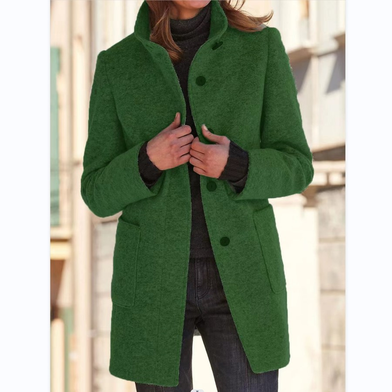 Women's vintage button-up woolen coat_autovado.com