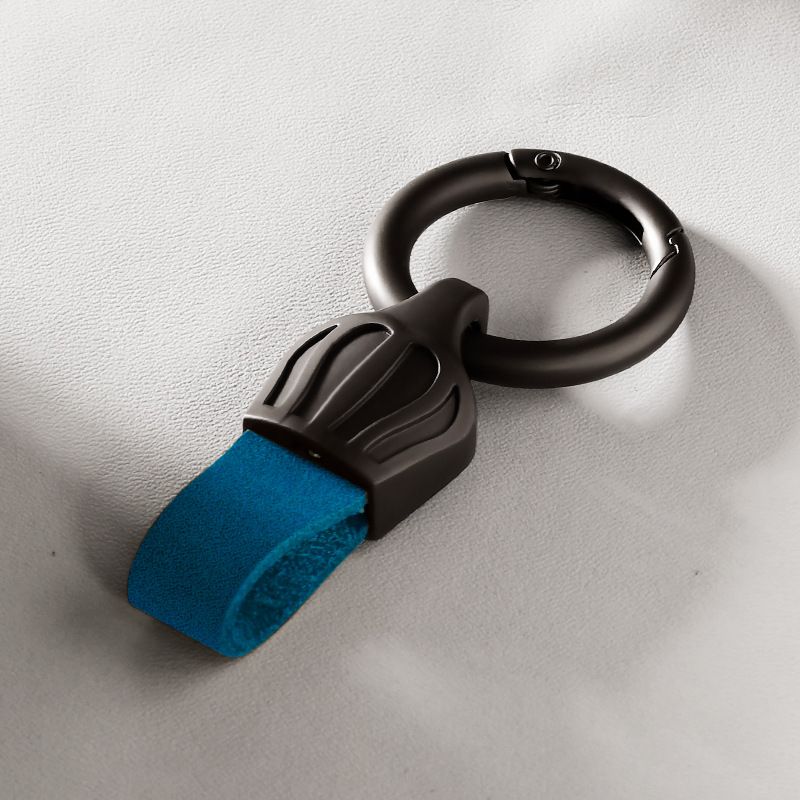 Crown Frosted Cowhide Car Keychain Light Luxury Men And Women Ring Keychain Laser Engraved Genuine Leather Pendant_autovado.com