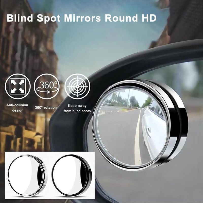 Car Rearview Small Circular Reverse Magic Device, Blind Spot, High-definition Waterproof Auxiliary Mirror, 360 Degree_autovado.com