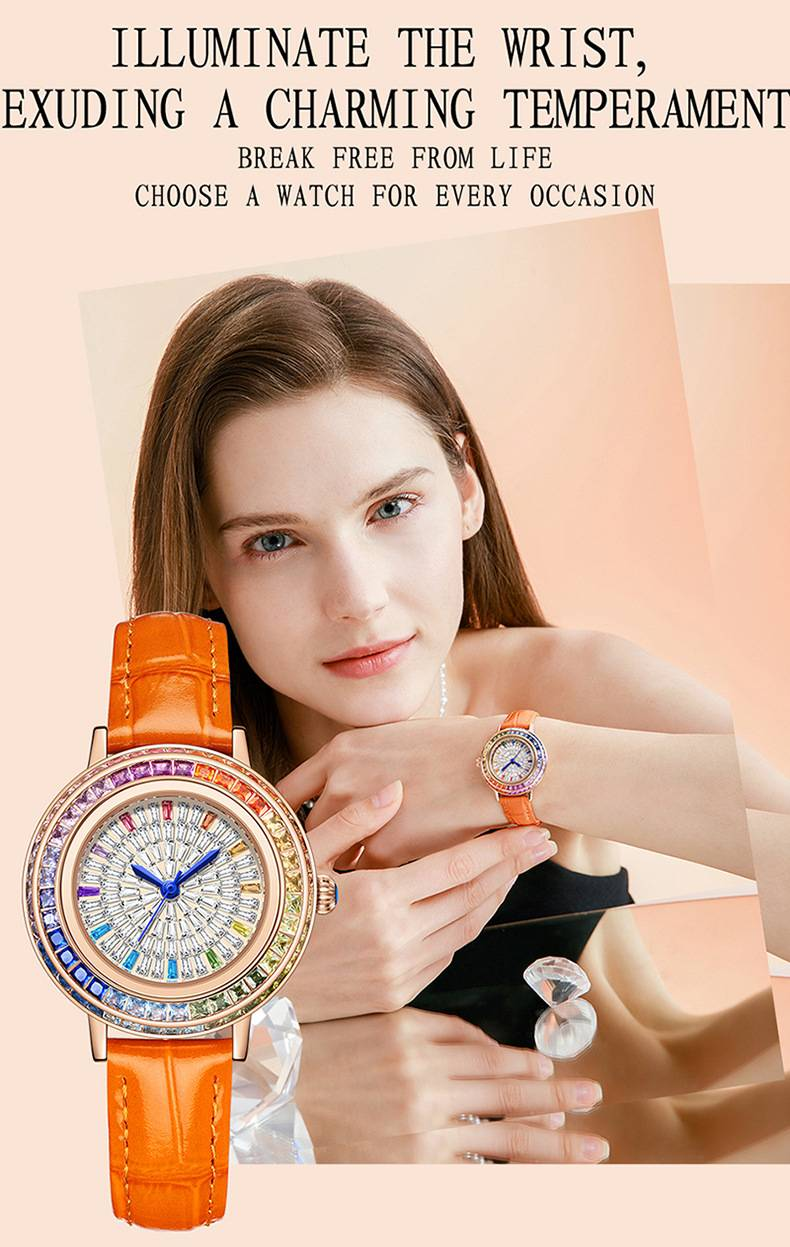 Ladies high-end crystal jewelry with diamond inlaid quartz watch, light luxury dress jewelry watch_autovado.com