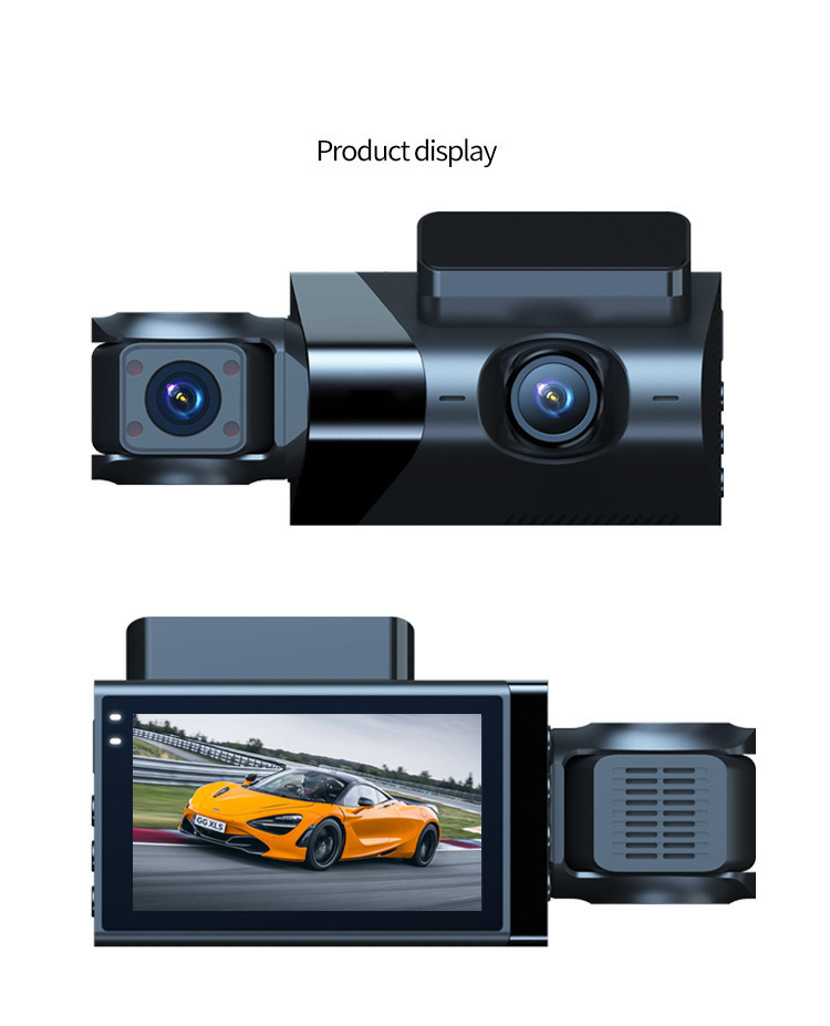 Driving recorder HD 1080P with WiFi with display three-recording three-lens car front car rear reversing image_autovado.com