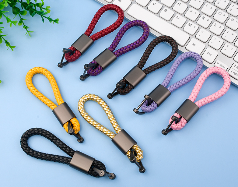 Simple Braided Rope Keychain Car Leather Decorative Keychain Fashion Creative Bag Portable Anti Lost Horseshoe Buckle_autovado.com