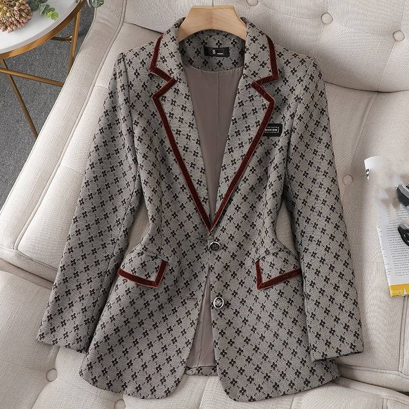 Women's Clothing Socialite elegant style suit two-piece spring and autumn printed suit _autovado.com