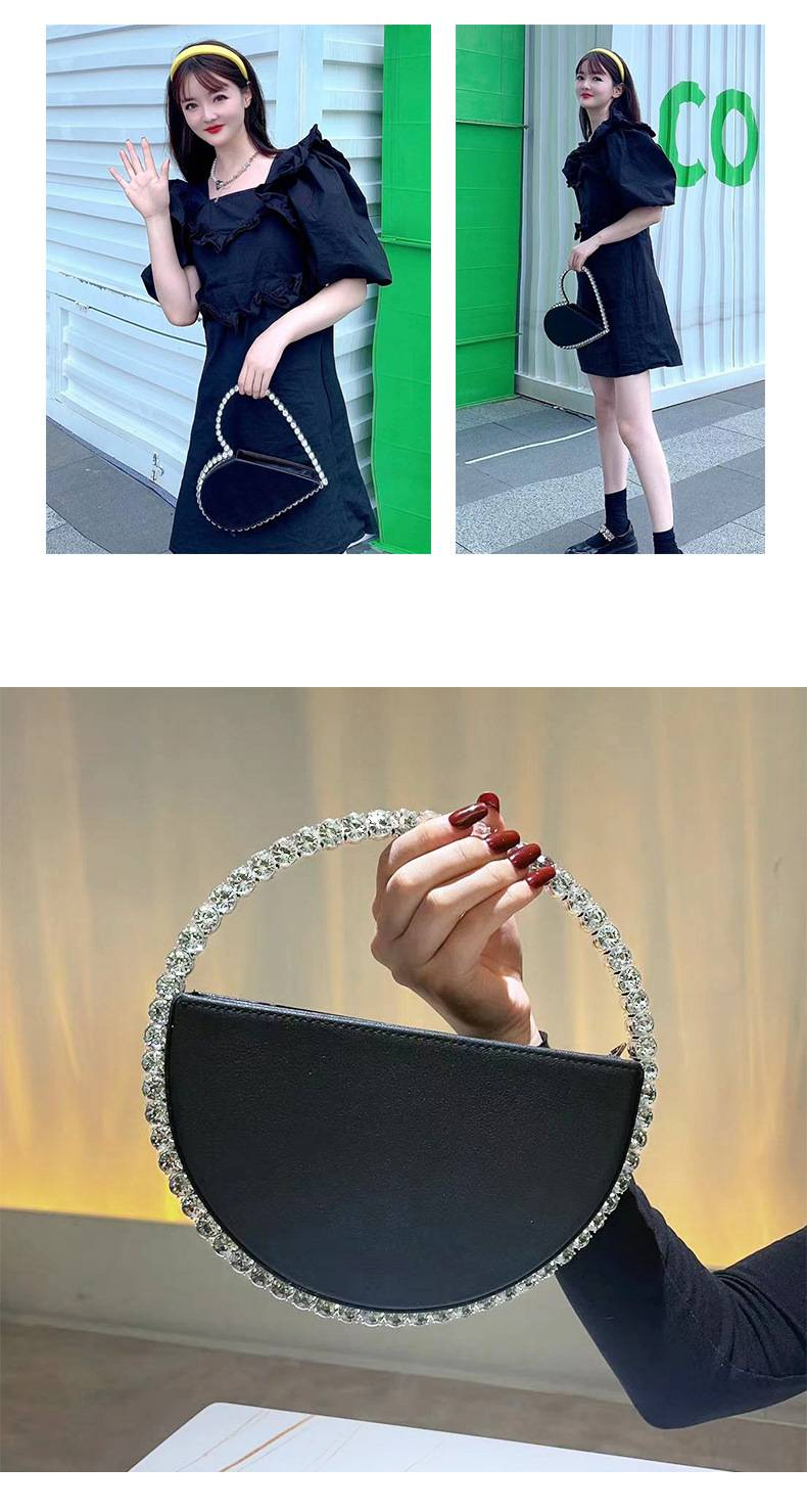 Round Crystal Diamond Bag Sparkling Clutch Bag Internet Celebrity Same Purse Little Fairy Bag Girl Small Bag_autovado.com