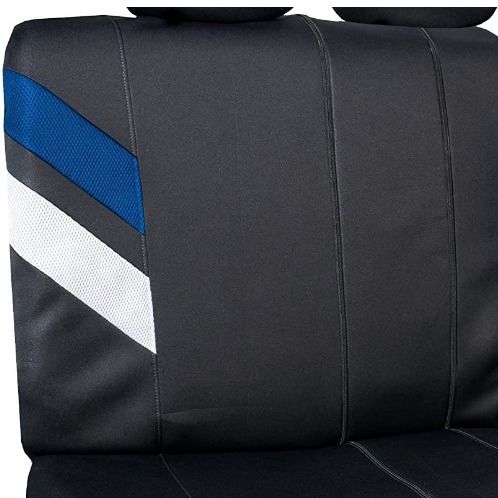 New splicing color Blue white sandwich Black PVC car seat cover_autovado.com