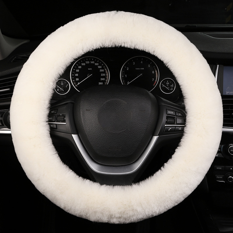 Pure Car Winter Short Plush Wool Steering Wheel Cover Cute Interior Universal Product_autovado.com