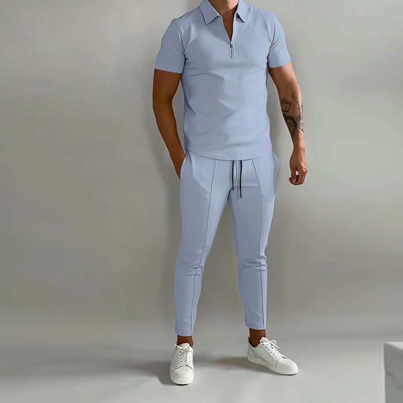 Men's Basic Solid Color Casual Sports Suit_autovado.com
