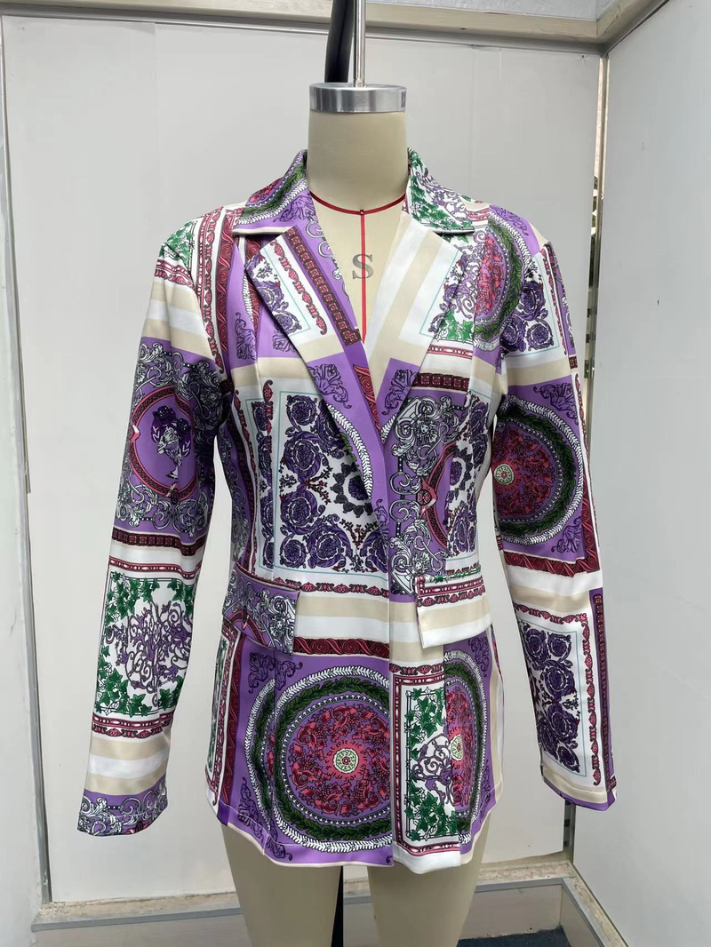 Women's autumn and winter new long-sleeved fashion sexy printed small suit jacket_autovado.com
