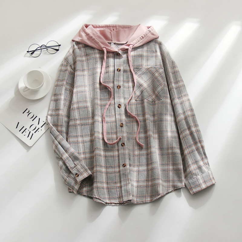 Women's Clothing autumn and winter new hooded sweatshirt buttoned casual shirt jacket_autovado.com