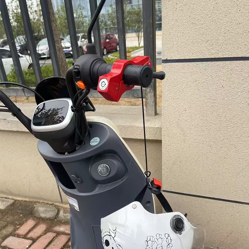 Electric Scooter Brake With Rope Pendant Safety Helmet Handlebar Motorcycle Waterproof Anti-theft Handle Horn Lock_autovado.com