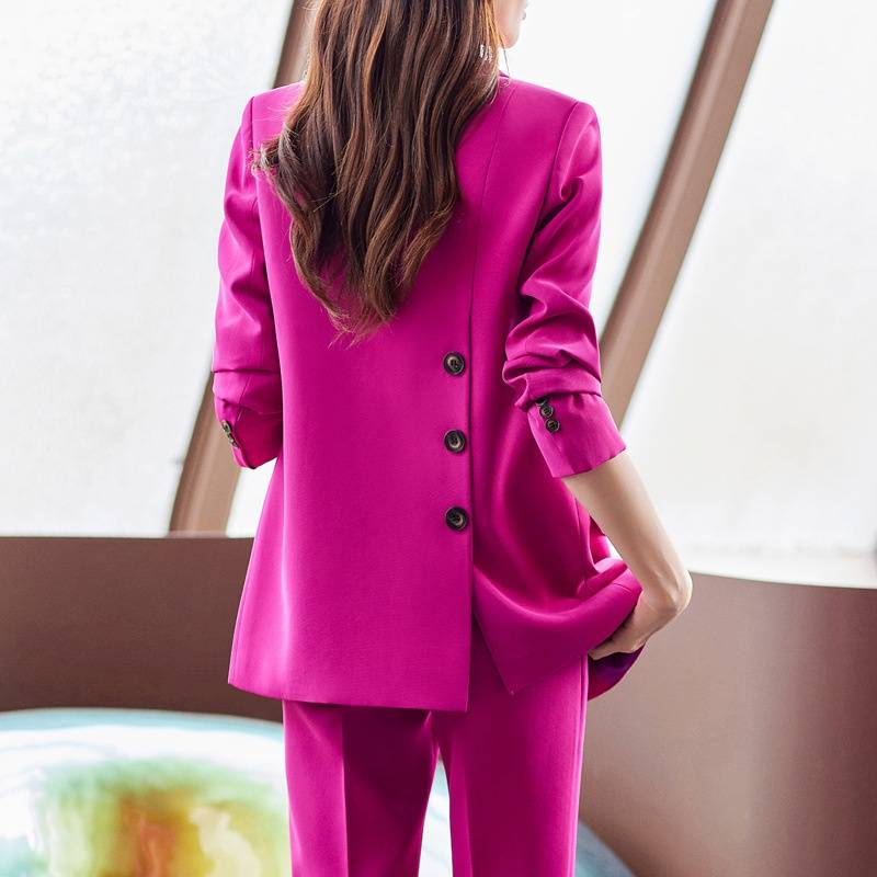 Women's Clothing Design Sense Small Suit Jacket Back Split Top Long Sleeve_autovado.com