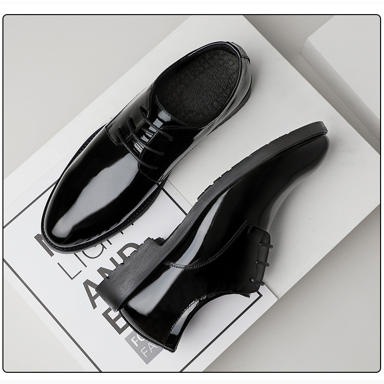 New dress leather shoes bright leather patent leather men business British style pointy wedding party performance leather men's shoes_autovado.com