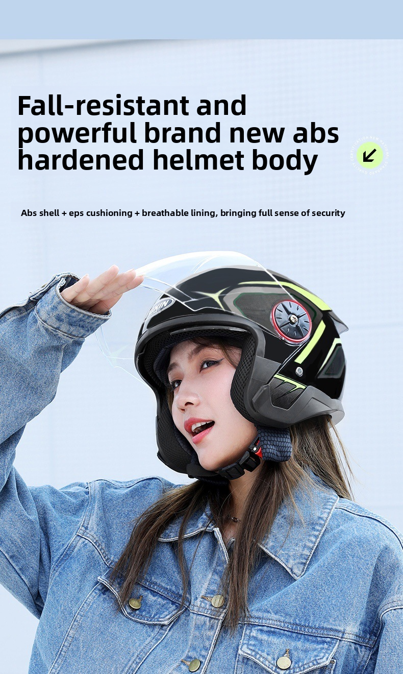 New National Standard Electric Vehicle Women's Four Season Universal Winter Anti Fog And Warm Half Helmet, Men's Double_autovado.com