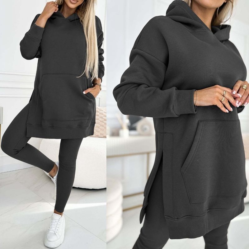Women's Clothing sports leisure hooded sweatshirt thickened threaded leggings two piece suit_autovado.com