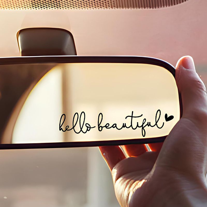 Hello Beautiful car rearview mirror sticker rearview mirror female decoration decal_autovado.com