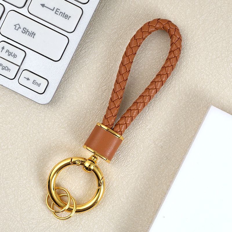 Creative Leather Car Keychain Braided Rope Metal Key Ring Cross Border Couple Key Chain Bag Small Pendant_autovado.com