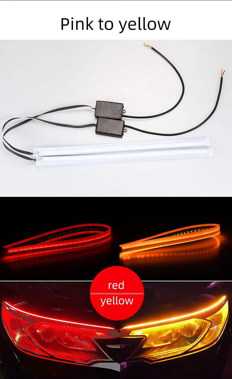24V Dedicated Car Daytime Running Ultra-Thin Guide Strip Car-Specific White-Yellow Dual-Color Flowing Turn Signal Light_autovado.com