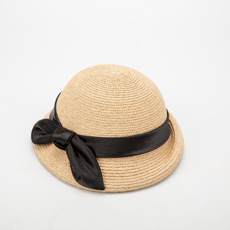 Hot Sale Women Raffia Straw Hats Ribbon Bow Blower Ladies Summer Fedora Outdoor Sun wedding Party Hat_autovado.com