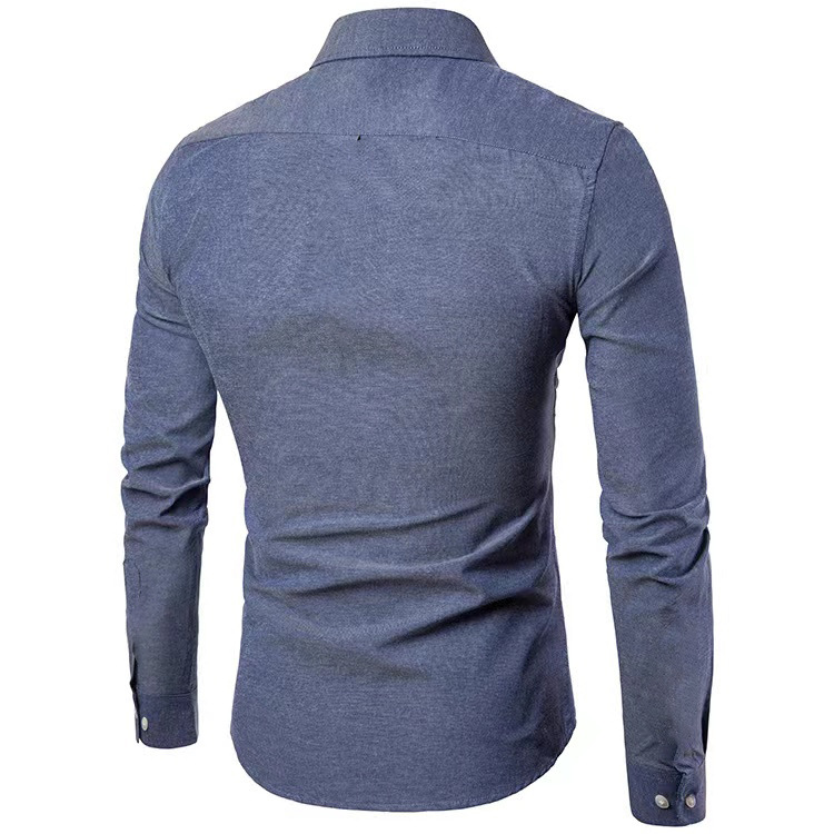 Men's long sleeve shirt Men's shirt Korean version of non-ironing slim solid color young casual men's wear_autovado.com
