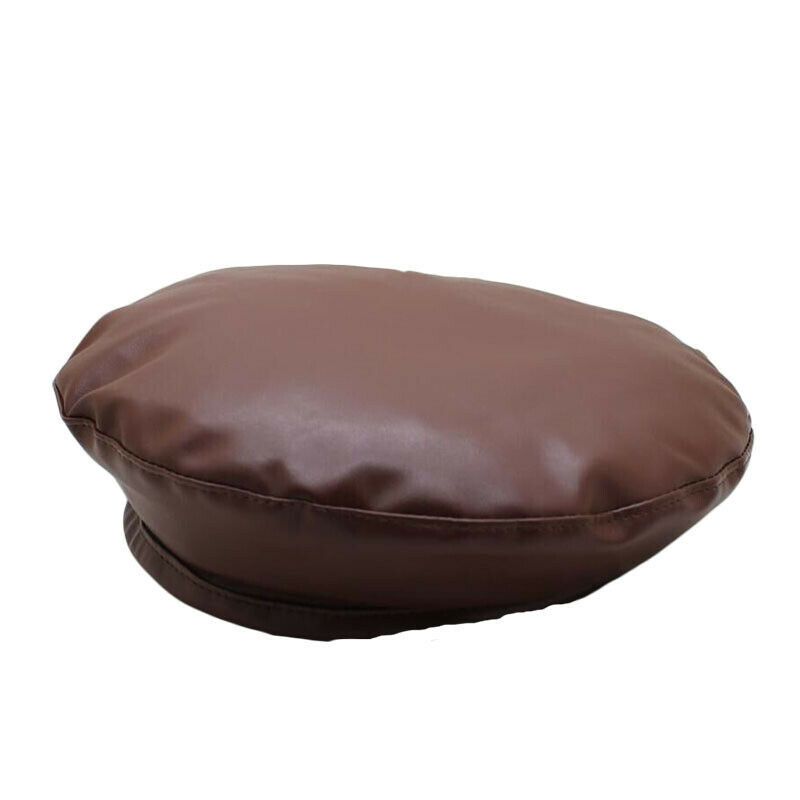 Hot Sale Vintage Women Solid PU Leather Beret French Artist Warm Beanie High Fashion Winter Ski Cap Lady All-Match Hat_autovado.com