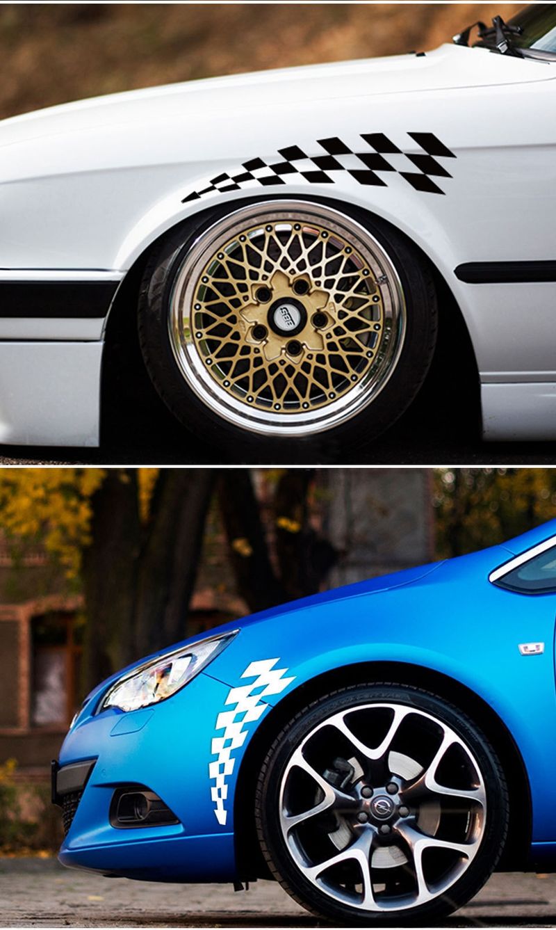 New Product Grid Flag Arch Reflective Scratch Blocking Long Strip Car Wheel Sticker Matching_autovado.com