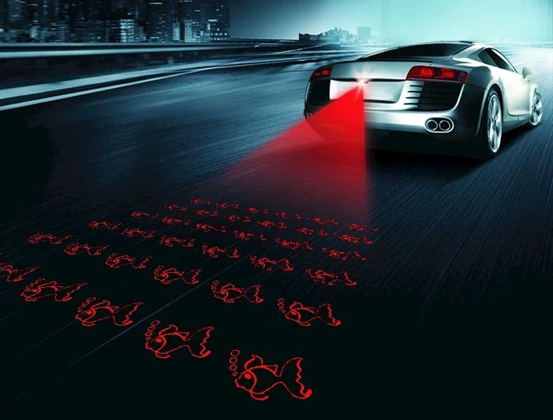 Car motorcycle laser fog light projection warning light anti-fog anti-rear brake laser light rear projection light_autovado.com