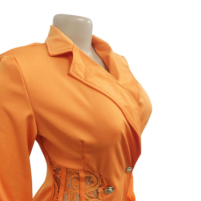 Women's fashion women's V-neck long-sleeved double-breasted tassel openwork dress_autovado.com