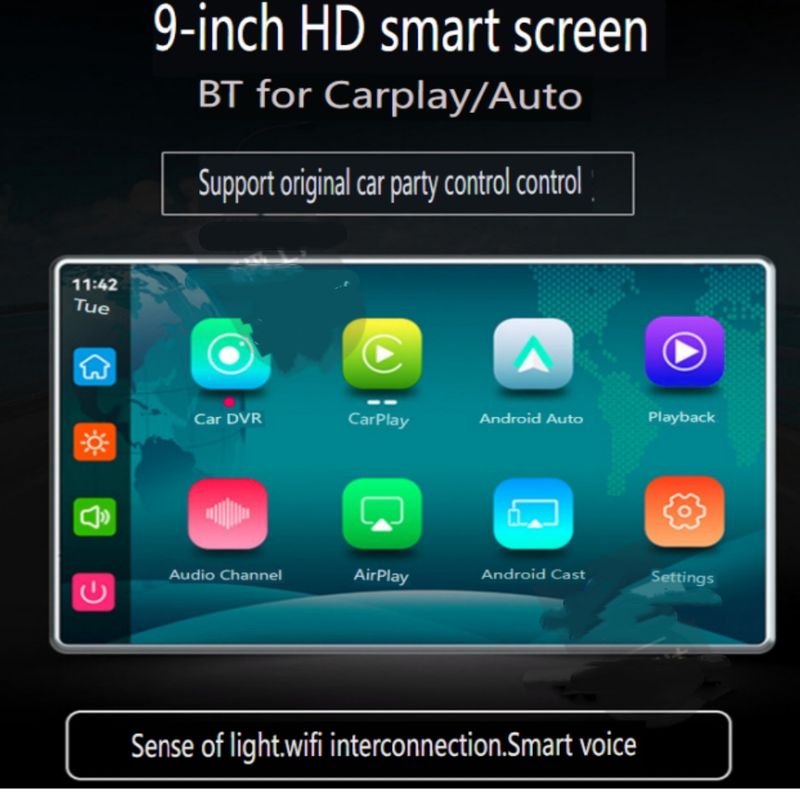 9" Wireless CarPlay Android Auto Display - 4K Dash Cam With 5G WiFi & Light Sensor_autovado.com
