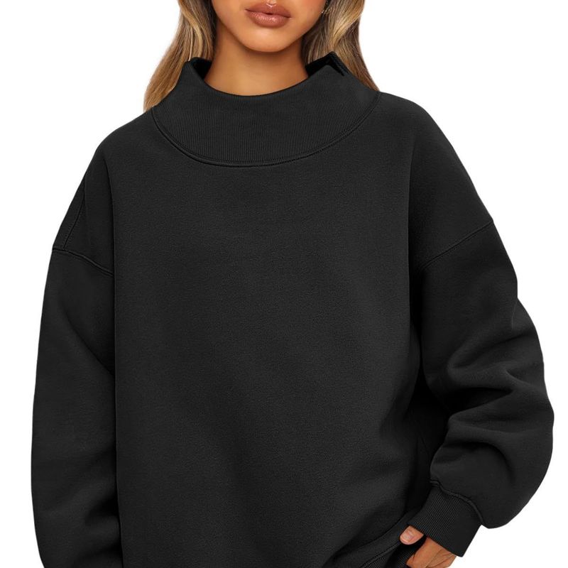 Women's sweatshirt long sleeve turtleneck pullover sweatshirt casual sweatshirt fleece top_autovado.com