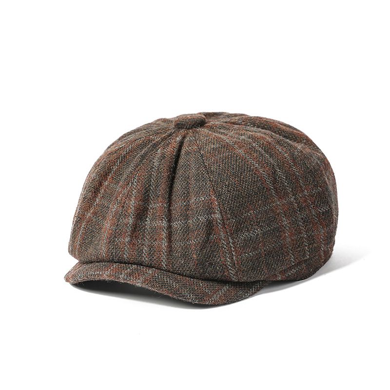 Hot Sale Wool Octagonal Men and Women Vintage Newsboy Literary Retro Painter Hat England Style Beret Son Leisure Warm Cap_autovado.com