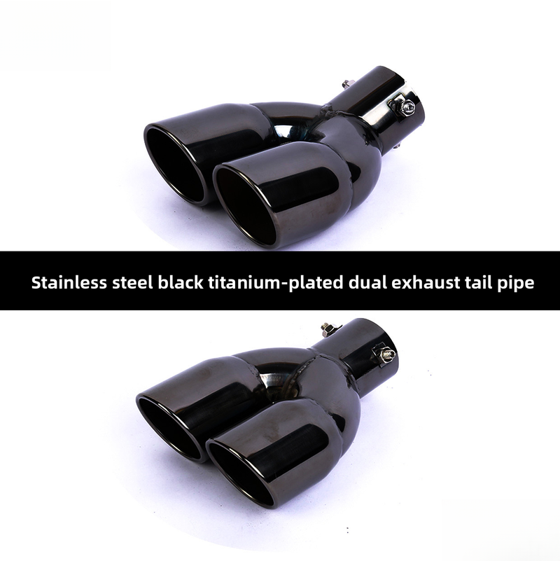 Cross-Border 76 Inclined Row Curved Double Outlet 63 Straight Plated Tail Pipe Thickened Stainless Steel Muffler Car_autovado.com