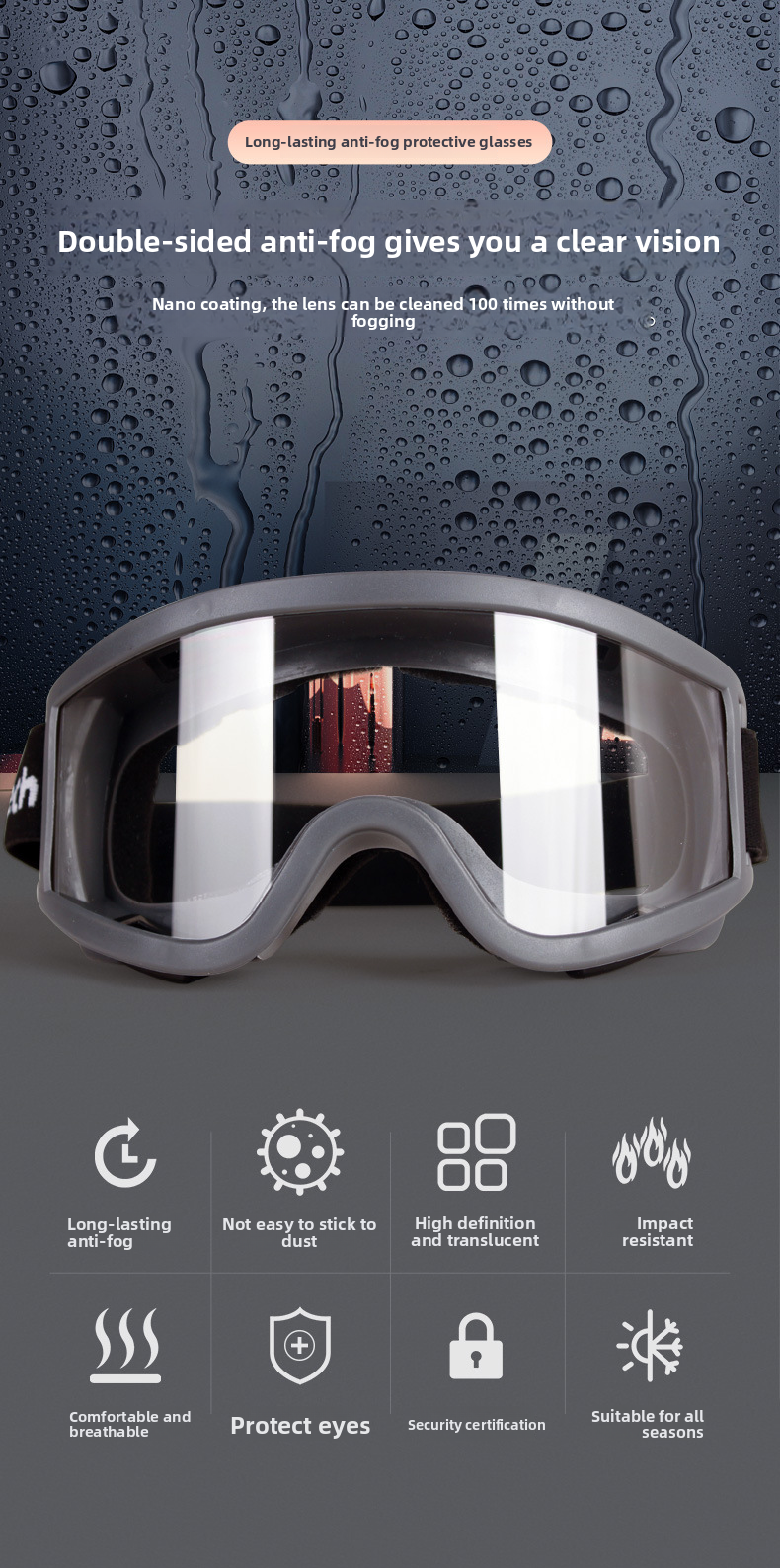 Cycling Glasses Outdoor Sports Sealed Windproof Anti-Splash Impact-Resistant Head-Mounted Wearable Prescription Goggles_autovado.com