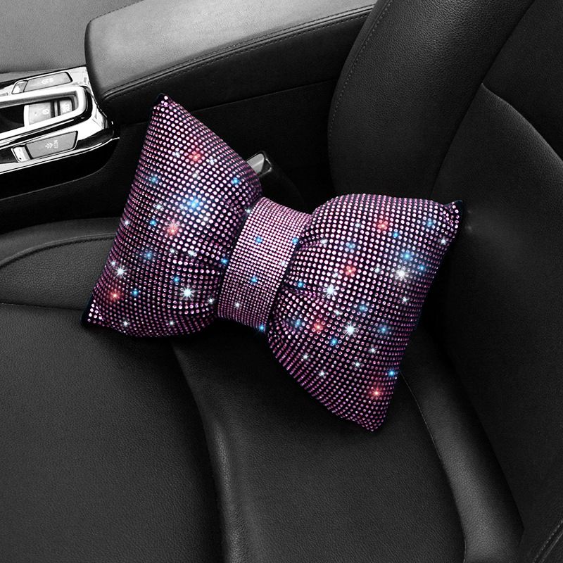 Car supplies wholesale car neck pillow pillow pillow female multicolor full diamond car headrest waist_autovado.com
