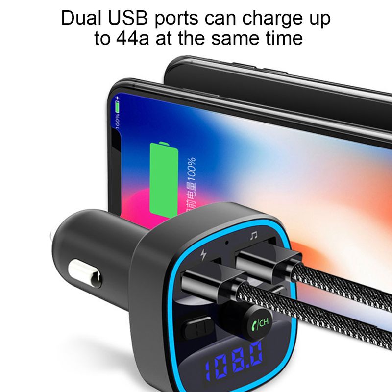 Yuanmheng T25 Dual USB Ports Smart Car Bluetooth-compatible 5.0 MP3 Music Player Hands-free Call_autovado.com