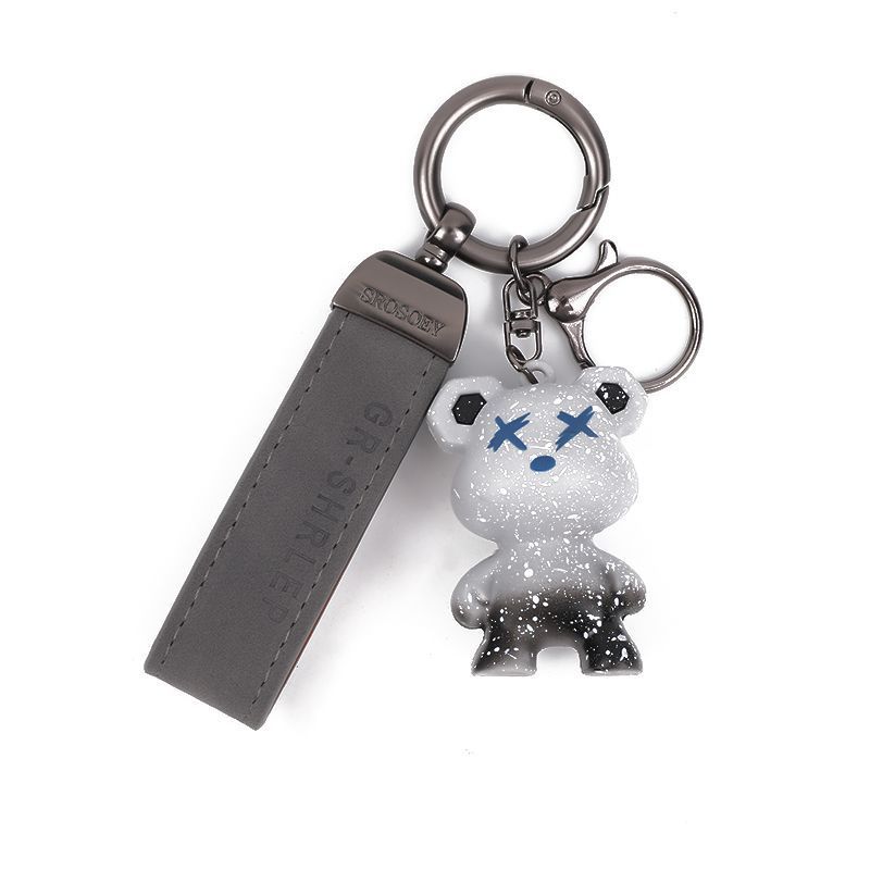 Chameleon Bear Keychain Flip Fur Car Keychain Female Cartoon Bear Creative Couple Exquisite Bag Pendant_autovado.com