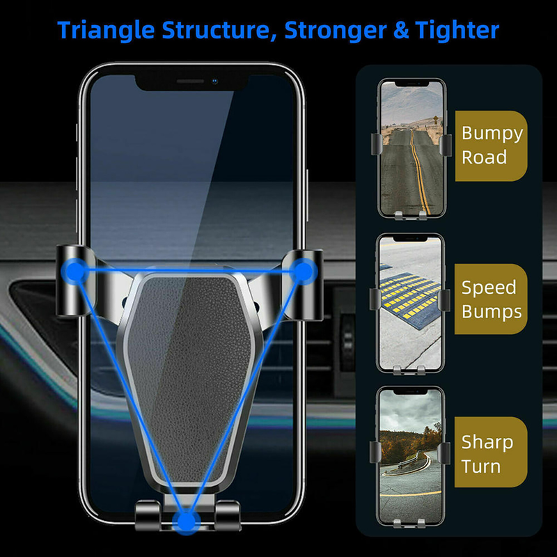 Fuzhongfu Phone Mount Air Vent Clip Triangle Stability Sturdy Gravity Car Phone Holder for Car_autovado.com