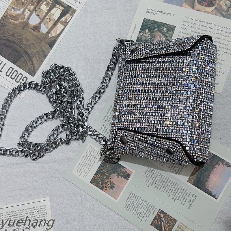 women's bags, super shiny chains, full of rhinestones, small square bags, messenger bags, celebrity evening bags_autovado.com