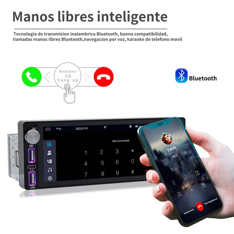 car single spindle universal machine 6.86 inches with knob MP5 car Bluetooth integrated machine reversing image_autovado.com