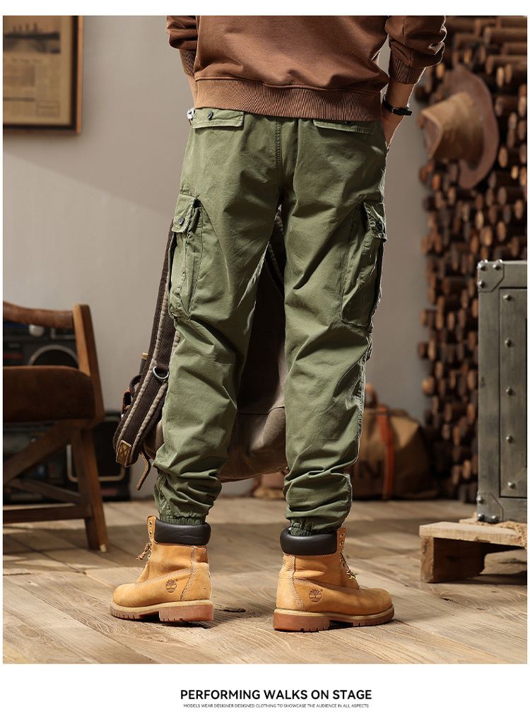 Japanese retro design overalls trousers casual trousers men's 2024 new versatile simple high street fashion loose_autovado.com