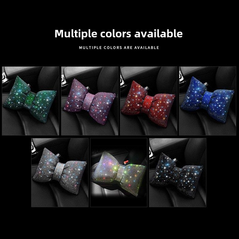 Car supplies wholesale car neck pillow pillow pillow female multicolor full diamond car headrest waist_autovado.com