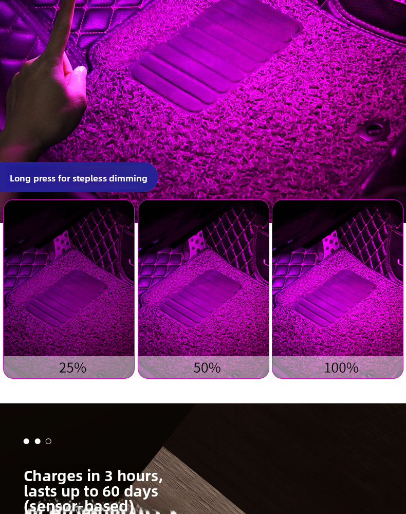 LED Ambient Car Interior Modification Decoration Wireless No Wiring Automatic Intelligent Sensor Footwell Light_autovado.com