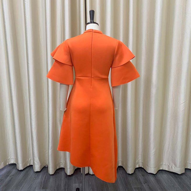 Women's Clothing women's new style double half turtleneck solid color large swing evening dress large size dress_autovado.com