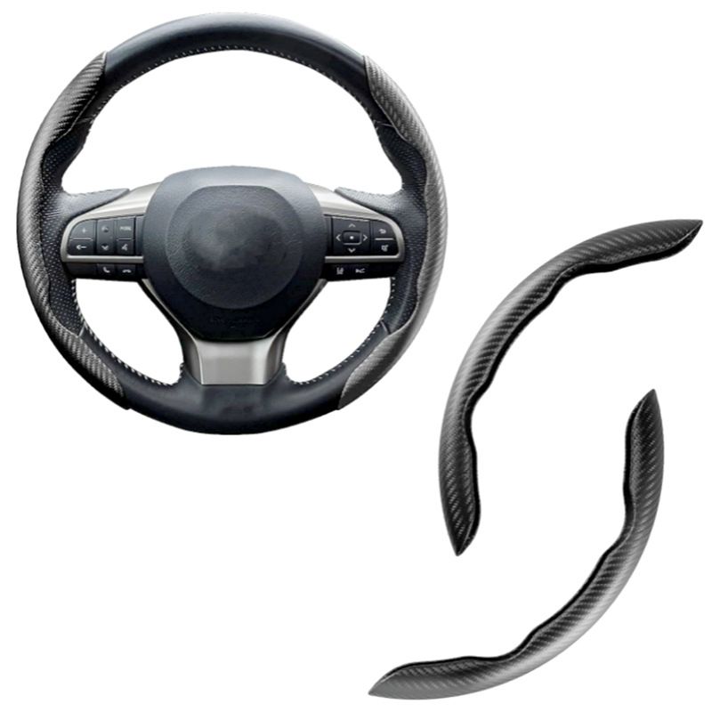 Power Assisted Buckle Ultra-thin Anti Slip Carbon Fiber Patterned Car Suede Steering Wheel Protective Universal Handle_autovado.com