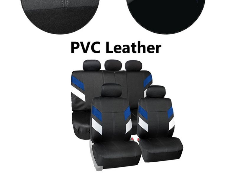 New splicing color Blue white sandwich Black PVC car seat cover_autovado.com