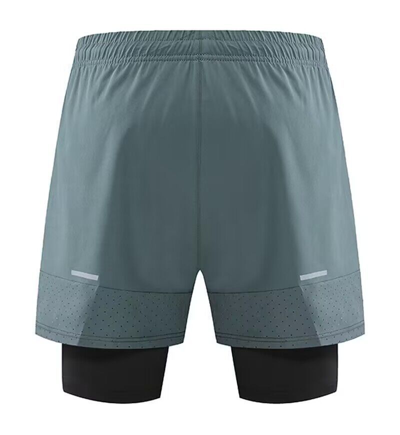 Men's Clothing Two-Piece Sports Shorts Training Pants Fitness Running Marathon Shorts Foot Blue Shorts_autovado.com