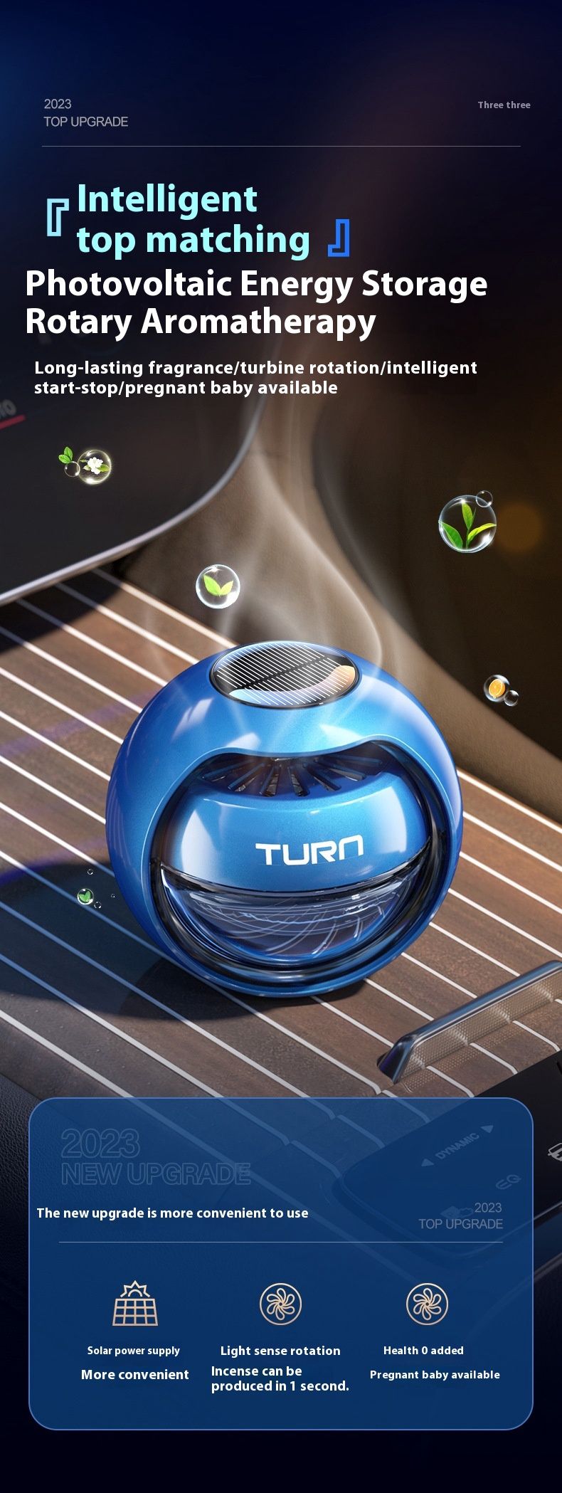 2024 New Smart Solar Car Perfume Aromatherapy Accessories Car Fragrance Interior Decoration Fragrant Fan Car Essential Oil_autovado.com